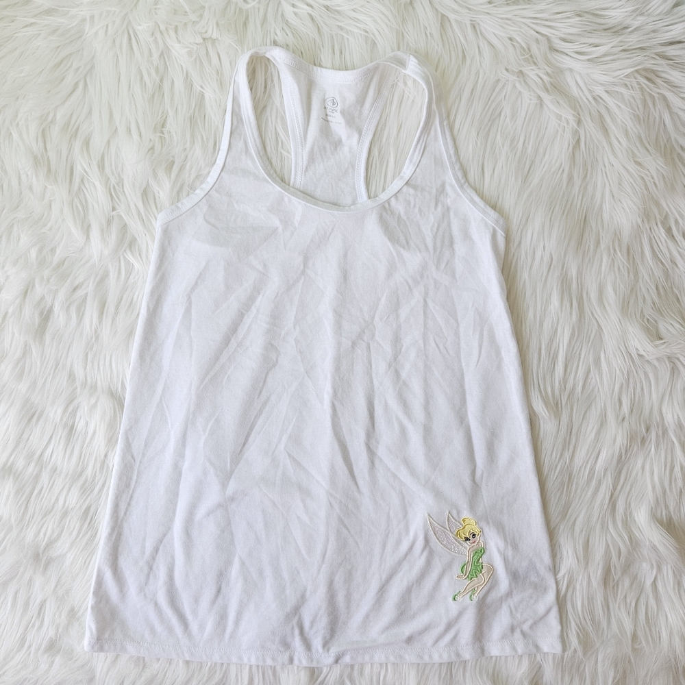White Tank Top with Tinkerbell Embroidery XS
